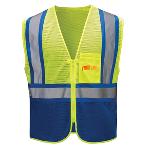 Gilet de sécurité réfléchissant vert personnalisé, logo personnalisé, ANSI Classe 3, étanche, LED clignotante, 100% polyester, haute visibilité, réglable - Product Image 5