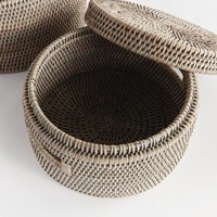 Handgemaakte rotan opbergbox met deksel en handvat, geweven multifunctionele mand, opbergcontainers, opbergbak voor diverse spullen uit Vietnam