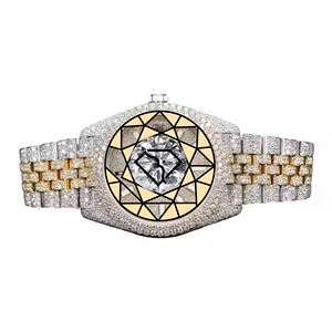 Unisex Stainless Steel Quartz <b>Watch</b> with Lab Diamond Dial Sapphire Crystal Polygon <b>Case</b> Analog Display and Deployment Clasp - Product Image 2