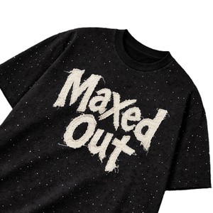 T-shirt Homme Oversize Noir en Coton Effet Vieilli avec Appliques Strass et Perles – Style Hip Hop Streetwear Punk – Vente en Gros - Product Image 2