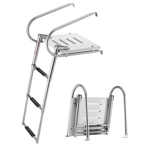 Scaletta Telescopica Pieghevole a 3 Gradini in Acciaio Inossidabile per Barche, con Ingresso Posteriore, Capacità 400 Libbre, Accessori - Product Image 1