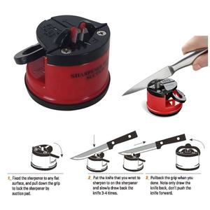 Afilador de Cuchillos de Acero al Carbono Multiusos Rojo Ecológico Mini Hecho en Taiwán con Ventosa - Product Image 2