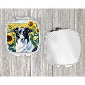 Espejo de maquillaje de viaje compacto de girasoles Borzoi, espejo decorativo de bolsillo plegable de mano para regalo de mujeres y niñas - Product Image 4