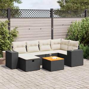 Conjunto de Sofá de Jardín con Reposabrazos Ajustables, Ratán Sintético Negro Grande, Reposabrazos Ajustables Grandes - Product Image 1