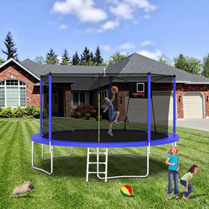 14FT Sports Fitness <b>Trampoline</b> with Enclosure <b>Net</b> Recreational <b>Trampolines</b> for Outdoor & Indoor Use - Product Image 5