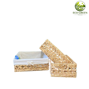 Woven Water Hyacinth Organizer <b>Basket</b> with Fabric Insert for Household <b>Storage</b> 2026 Handmade Clean Lifestyle - Product Image 3