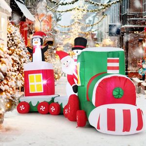 Treno Gonfiabile Natalizio da 3,5 m con Babbo Natale, Decorazioni Esterne per Giardino, Scena Gonfiabile con Babbo Natale che Guida il Treno - Product Image 4
