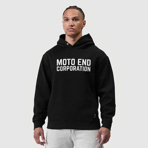 Sweat-shirt à capuche noir pour homme Moto End Corporation, coupe classique, en molleton de coton, décontracté, pour l'automne - Product Image 1