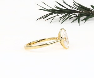 14K White Gold Rhodium Plated Luxury Toi Et Moi Engagement <b>Ring</b> with Pear Marquise Cut Lab Created Moissanite - Product Image 3