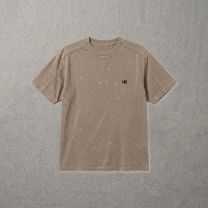 T-shirt tendance en coton tricoté respirant avec strass dorés surdimensionnés, personnalisable, toutes saisons, streetwear 2026 pour femme - Product Image 3