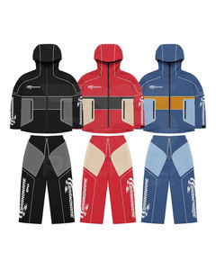 Chándal 100% nailon de 2 piezas, pantalón y chaqueta con capucha, logotipo DTF, líneas reflectantes de malla en el interior, chándal cortavientos - Product Image 1