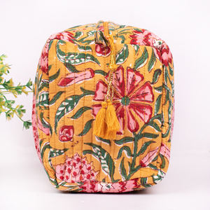 Sac de maquillage personnalisé, écologique, portable, luxueux, imprimé, en coton matelassé, multicolore, organiseur de produits de soin de la peau - Product Image 4