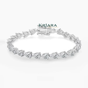 Bracelet tennis en argent S925 pour femme, moissanite taille poire, sertissage griffe, bijoux de luxe pour mariage - Product Image 3