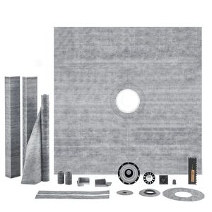 Kit per Doccia Impermeabile 183x183 cm con Flangia Centrale in PVC da 5 cm e Griglia in Acciaio Inox da 10 cm, Piatto Doccia con Membrana - Product Image 1