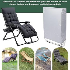 ผ้าคลุมเก้าอี้พับแบบไร้แรงโน้มถ่วง 2 ชิ้น กันน้ำและป้องกันรังสียูวี ผ้าอ็อกซ์ฟอร์ด 420D ครอบคลุมเฟอร์นิเจอร์สนามหญ้าและลานบ้านทั้งหมด - Product Image 3