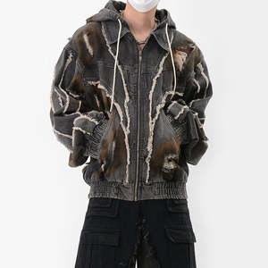 Nuevo Chándal de Invierno Personalizado con Forro Polar Desgastado, Transpirable y Ecológico, Talla Grande, en Mezclilla Desgarrada para Hombre - Product Image 6