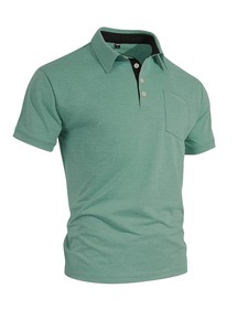 Chemise polo à manches courtes pour homme, couleur unie, respirante, séchage rapide, grande taille, vêtements décontractés d'été avec poche - Product Image 4