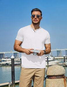 T-shirt personnalisé pour homme à col en V, 100% coton, doux, respirant, décontracté, manches courtes, uni, fabrication de vêtements OEM ODM, marque privée - Product Image 4