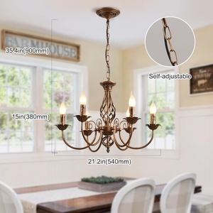 Lustre en Bronze Antique en Gros, Suspension Vintage en Cuivre, Prix Usine, Lampe Suspendue Classique Type Bougie - Product Image 6