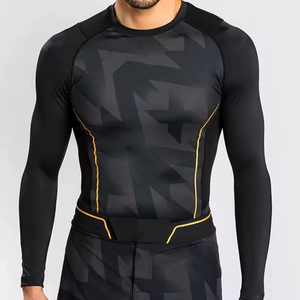 Rashguard personnalisé de haute qualité pour hommes - Spandex/Polyester, vêtements de compression, séchage rapide, antibactérien, manches longues, BJJ/MMA - Product Image 1
