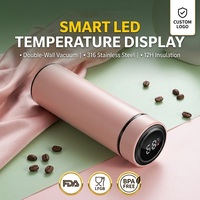 Bouteille isotherme intelligente à double paroi avec logo personnalisé, infuseur à thé et affichage LED de la température pour café et eau