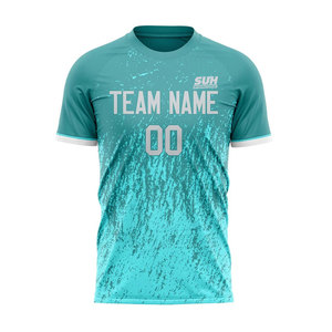 เสื้อฟุตบอลสั้นแบบซับลิเมชั่นพิมพ์ลายโลโก้ตามสั่งสไตล์ใหม่ ผลิตจากโพลีเอสเตอร์ 100% แห้งเร็ว ระบายอากาศได้ดี เป็นมิตรกับสิ่งแวดล้อม ขายส่ง - Product Image 1