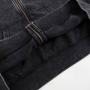 Sudadera con capucha unisex con cremallera, bordado personalizado, 100% algodón, ropa informal con capucha de gran tamaño, ropa de invierno para hombre, logotipo personalizado, tejido lavado - Product Image 4