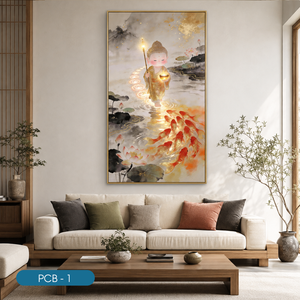 Peinture décorative murale moderne en acrylique fluide abstrait de luxe HALO, faite à la main, avec feuille d'or brillante, pour salon PCB-1 - Product Image 6