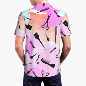 เสื้อยืดแขนสั้นผู้ชายลายกรรไกรหวี ทรงปกติ สวมใส่สบาย ผ้าถักโพลีเอสเตอร์ ลายพิมพ์  รับสกรีนโลโก้ - Product Image 2