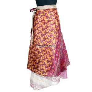 Nouvelle jupe longue réversible en soie vintage de 38 pouces, jupe tube réversible, robes de plage vintage en sari, style bohème - Product Image 3