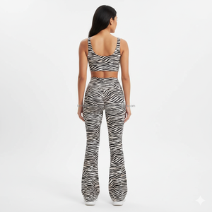 Ensemble de yoga sublimé imprimé zèbre marque privée, 2 pièces : soutien-gorge de sport et leggings froncés taille haute pour femme, grandes tailles, pour la gym et l'entraînement - Product Image 3