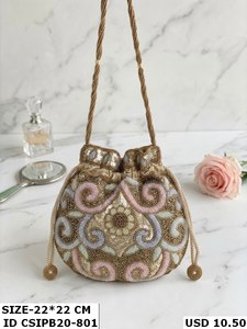 Handcrafted <b>Sequin</b> and Beaded Potli <b>Bag</b> Designer Drawstring Bucket Purse for Women Traditional Wedding Party Festive Handbag - Product Image 3
