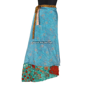 Magic Long 38inch <b>Wrap</b> <b>Skirt</b> Reversible Silk <b>Wrap</b> <b>Skirt</b> Halter Plus Size Vintage Silk Magic 38inch Halter Indian Silk Saree - Product Image 5