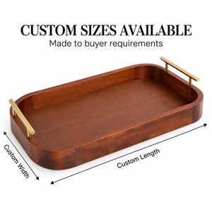 Plateau de service rectangulaire en bois artisanal avec poignées en laiton, plateau décoratif, vente en gros, OEM, ODM, en vrac - Product Image 3