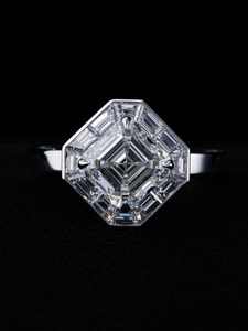 Round Brilliant Cut Diamond Solitaire Engagement <b>Ring</b> Hidden Pavé Halo Gold Tone <b>Fine</b> <b>Ring</b> for Wedding GiftPlatinum Round Brilli - Product Image 4