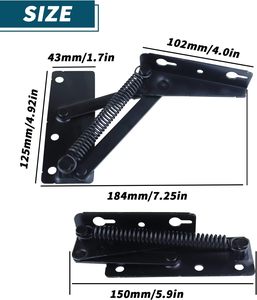 Black Spring Furniture Hinge Return Hinge Metal Hardware for Cabinet Furniture wooden box bench - Product Image 2