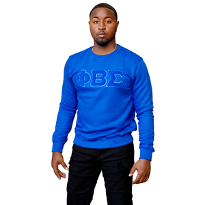 Sudadera de Fraternidad Phi Beta Sigma con Letras de Chenille Azul para Hombre, Cuello Redondo, Premium, Corte Clásico, Informal - Product Image 1