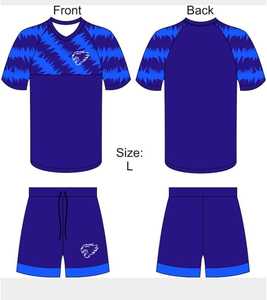 Conjunto de Uniforme de Fútbol Elite – Serie Geométrica HTTC en Azul Marino y Azul Rey - Product Image 4