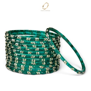 Bracelets en verre transparent de haute qualité, couleur émeraude verte, style Kashmiri, plaqués or, avec pierres en zircon, pour femmes, vente en gros - Product Image 4