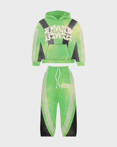 Purple Yellow Tie Dye Brand State <b>Zip</b> <b>Up</b> Cropped Hoodie & Pants Set Oversized Streetwear Tracksuit. OEM Private Label - Product Image 4