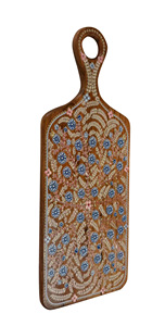 Planche à découper en bois artisanale à motifs floraux, plateau de service décoratif, plateau à fromage et charcuterie artisanal en émail, motif floral - Product Image 4