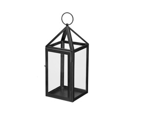 Home Decorative Candle Holder Stainless Steel Metal & Glass Candle <b>Lantern</b> with Shiny <b>Black</b> Finished Handmade Customized - Product Image 1