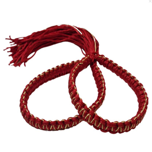 Pulsera de Cuerda Trenzada Roja con Borla de Hilo Dorado, Brazalete Hecho a Mano, Cuerdas Decorativas para Muay Thai - Product Image 1