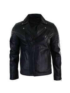 เสื้อแจ็คเก็ตหนังสีดำสำหรับผู้ชายแบรนด์ Brando สไตล์ไบค์เกอร์ - Product Image 1