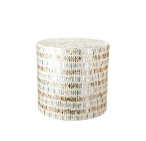 Tabourets cylindriques en mosaïque multicolore, nacre, faits à la main, petite table d'appoint décorative pour salon et chambre - Product Image 2