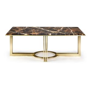 LIVE EDGE STUDIO Model 095 European Style Luxury Rectangle Marble <b>Dining</b> <b>Table</b> Gold Trim Handmade Modern Design 6 Home Furniture - Product Image 3