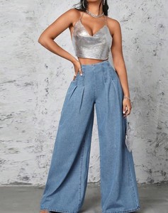 Jeans de mezclilla de mujer al por mayor de alta calidad, de cintura media, pierna recta, ajuste holgado, estilo japonés, desgastados, con cremallera trasera y color liso. - Product Image 4