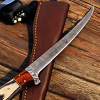 Couteau à filet en acier Damas artisanal de qualité supérieure, manche en bois exotique, lame de 8 à 9,9 pouces, design moderne pour le camping, la chasse et la cuisine