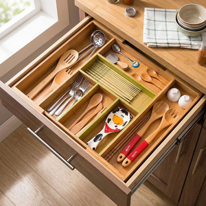 Expandable Bamboo Cutlery <b>Drawer</b> Organizer Rectangular Wood <b>Storage</b> Tray - Product Image 4