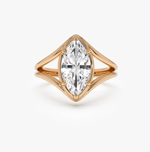 Anillo Clásico de Diamante de Laboratorio con Corte Ovalado Chapado en Oro de 14K para Mujer - Regalo de Boda - Product Image 3